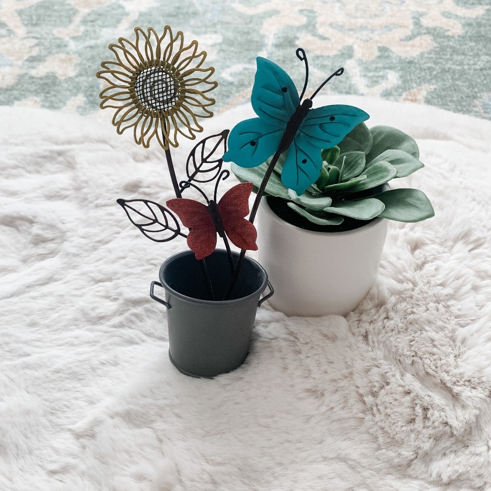 Butterflies and a Flower Metal Accent Piece